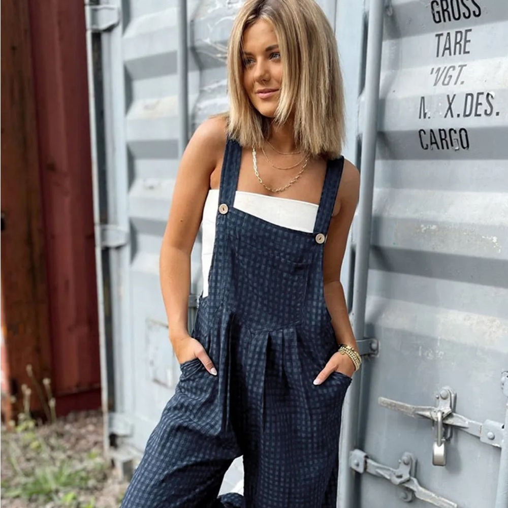 Black and Blue Checkered Overalls